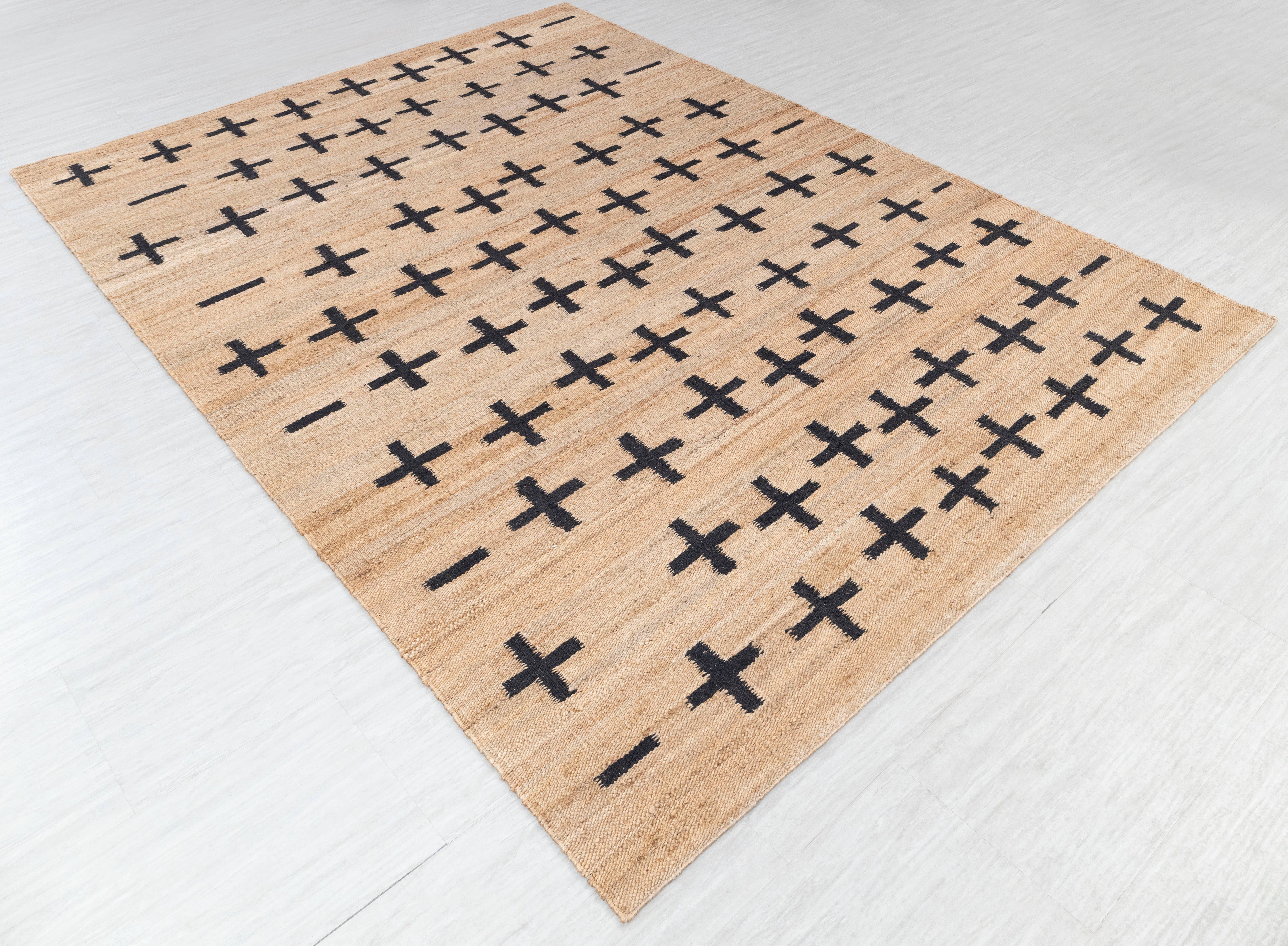 Aesthetic Homes LLC - Wholesale Area Rug - Natural Jute Black Boho Rug - Hand-Woven Premium AD-41