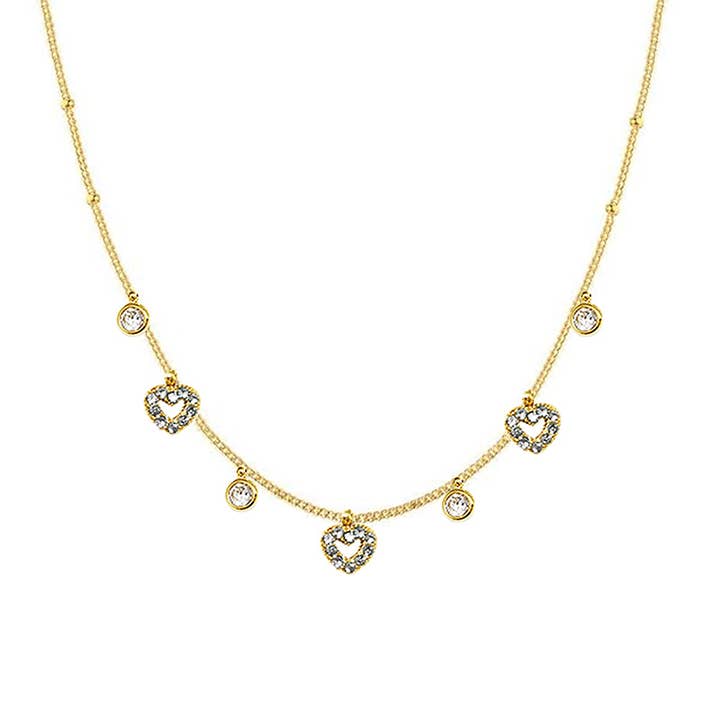AMORINO SRL - Wholesale Pendant/Charm Necklace - NECKLACE WITH PENDANT HEARTS IN ZIRCON - YC25704B254