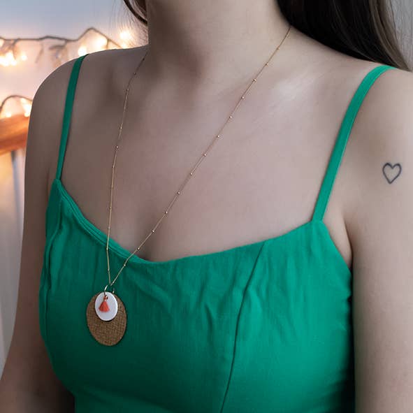 “Rattan” olfactory necklace in ceramic to be perfumed for wholesale by O by !Osmotik