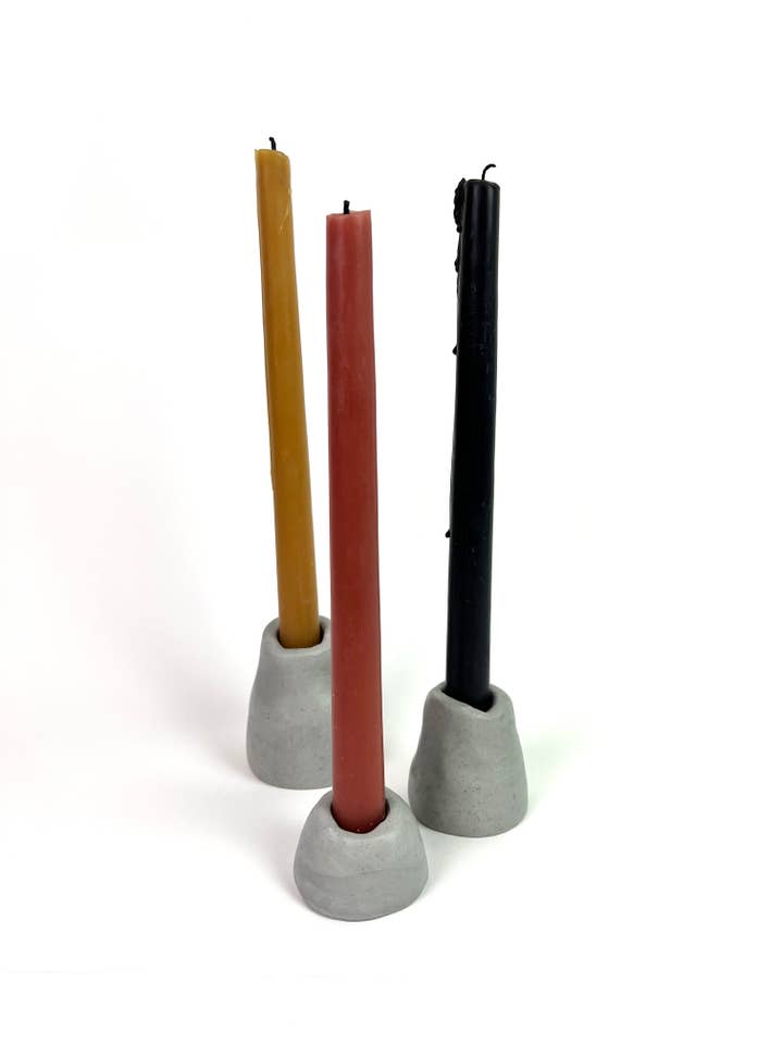Concrete Taper Candle Holder (set of 3) - Classic Grey for wholesale by Known Goods Co.