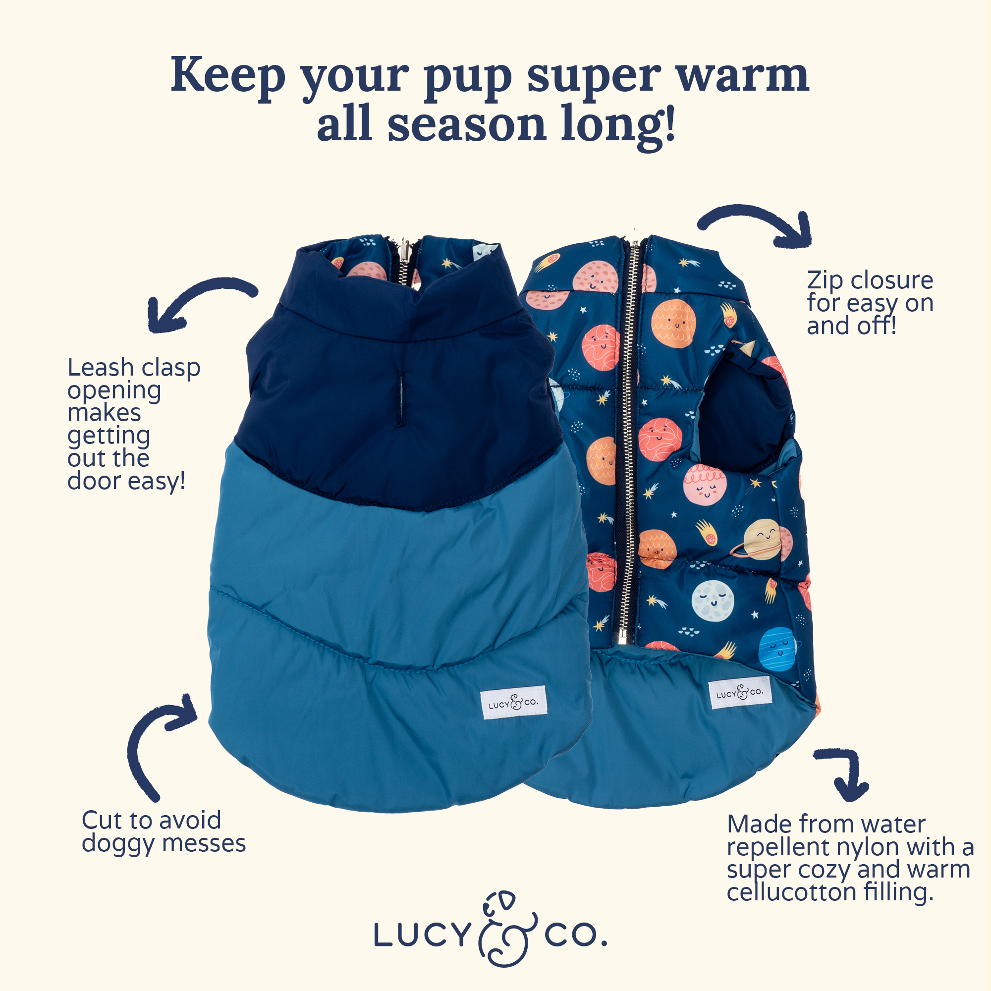 Lucy & Co. - Vendita all'ingrosso Gilet - Cani - Gilet imbottito Space Odyssey4
