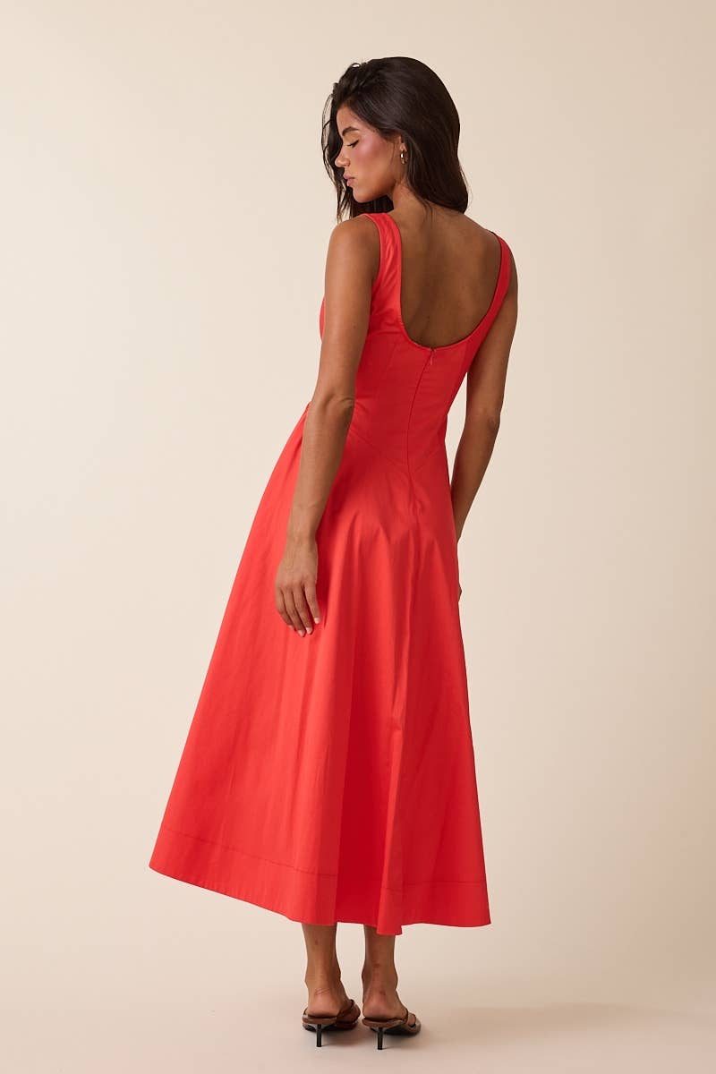 Sky to Moon - Vente Robe – femme - ROBE MIDI ÉVASÉE À ENCOLURE BATEAU EN FORME DE U DE COULEUR UNIE7