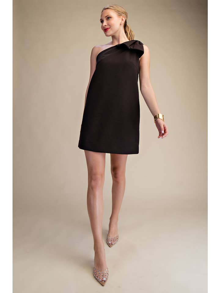 Glam - Wholesale Dress - Women's - Bow One Shoulder Mini Dress17