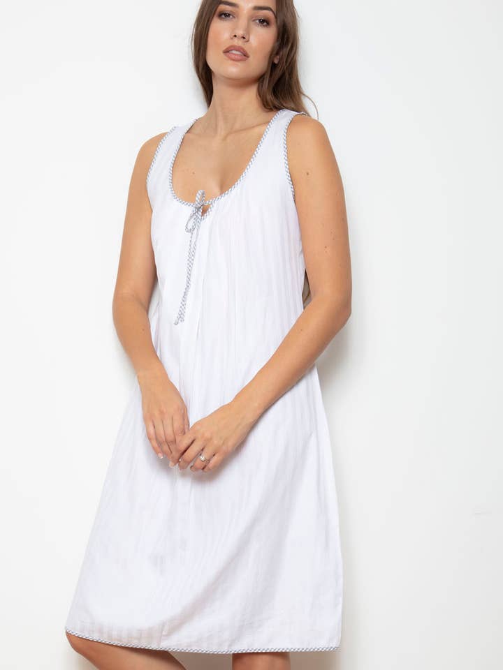 100% Cotton Superfine Shadow Stripe Nightdress for wholesale by Cottonreal