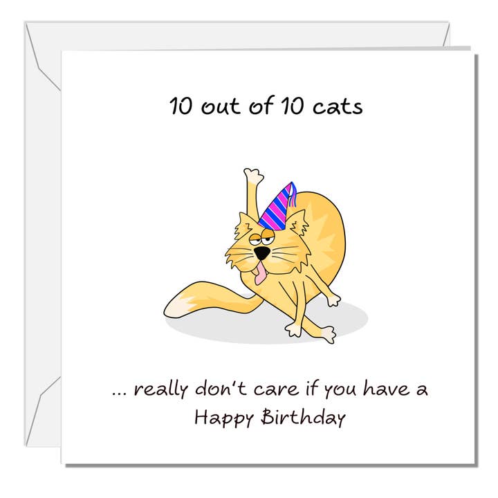 Divertente biglietto di auguri di compleanno a forma di gatto scontroso, per mamma, papà, sorella, fratello, zio, zia o migliore amico. Rude Cheeky Carino Cartone Animato Unico Swizzoo per la vendita all'ingrosso da parte di Swizzoo Cards