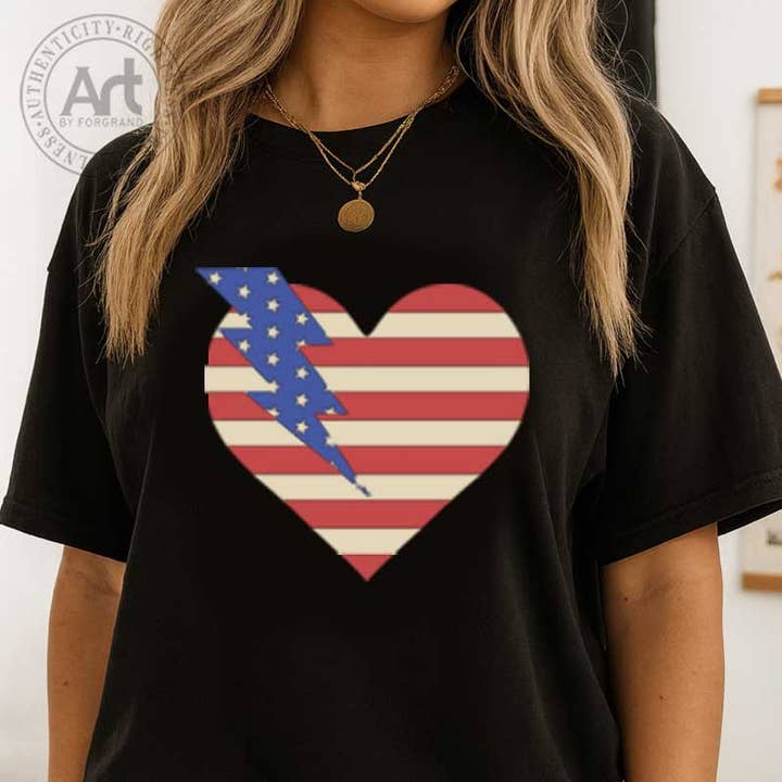 American Heart Lightning Oversize Tee for wholesale by Art by Forgrand