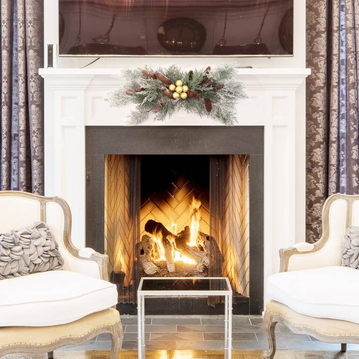 Larksilk - Wholesale Christmas Decoration - Box Of 6: Snow Pine Picks With Pine Cones Holiday Decor3