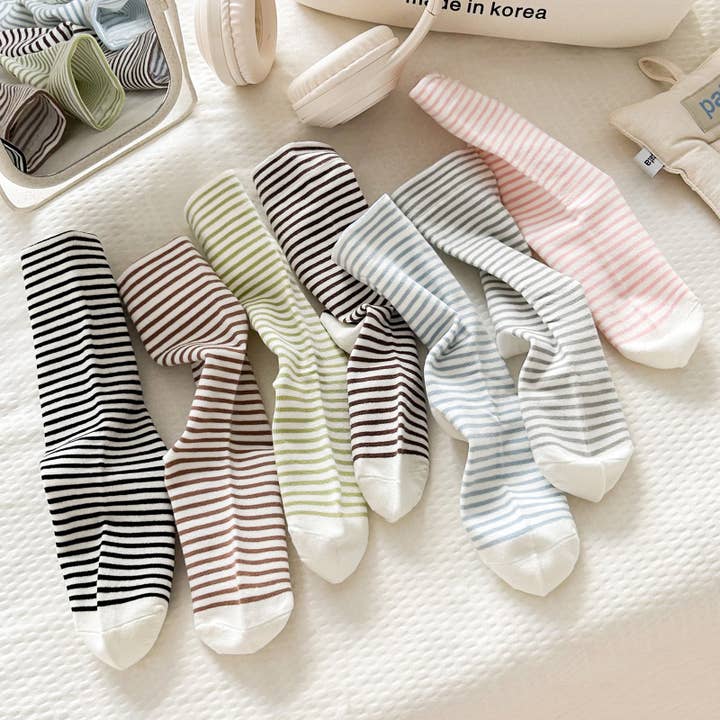 Funkyrel® Atzbranding Limited - Wholesale Socks - Women's - Rufia - Colorful Striped Mid-Calf Socks