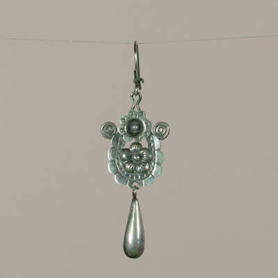 Sterling Double Flower Earrings with Dangle for wholesale by Moosepablos, Inc.
