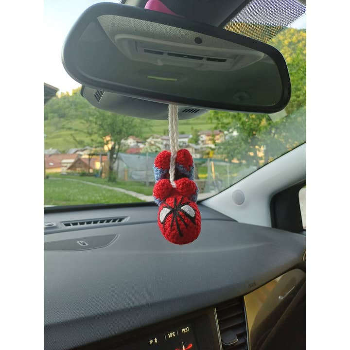 TOMOPOD LLC - Wholesale Car Decorative Charm - Unisex - Crochet Spiderman Car Hanging, Funny Car Charm Decoration