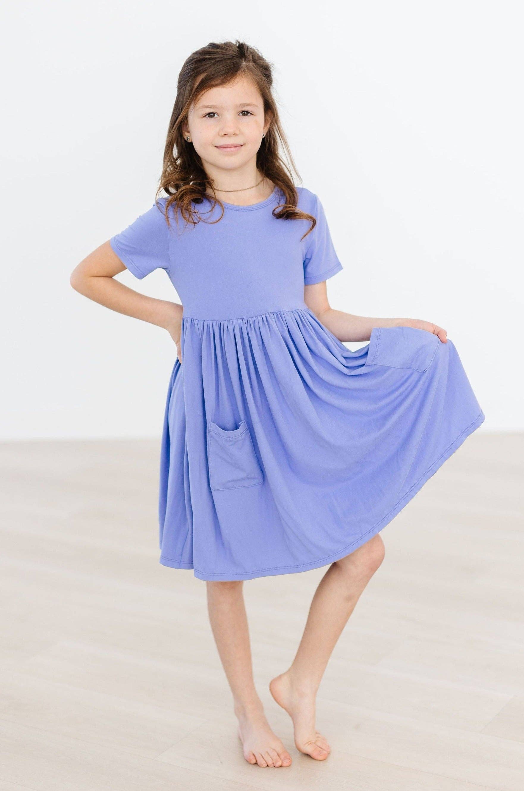 Mila & Rose - Wholesale Dress - Kids - Periwinkle S/S Pocket Twirl Dress1