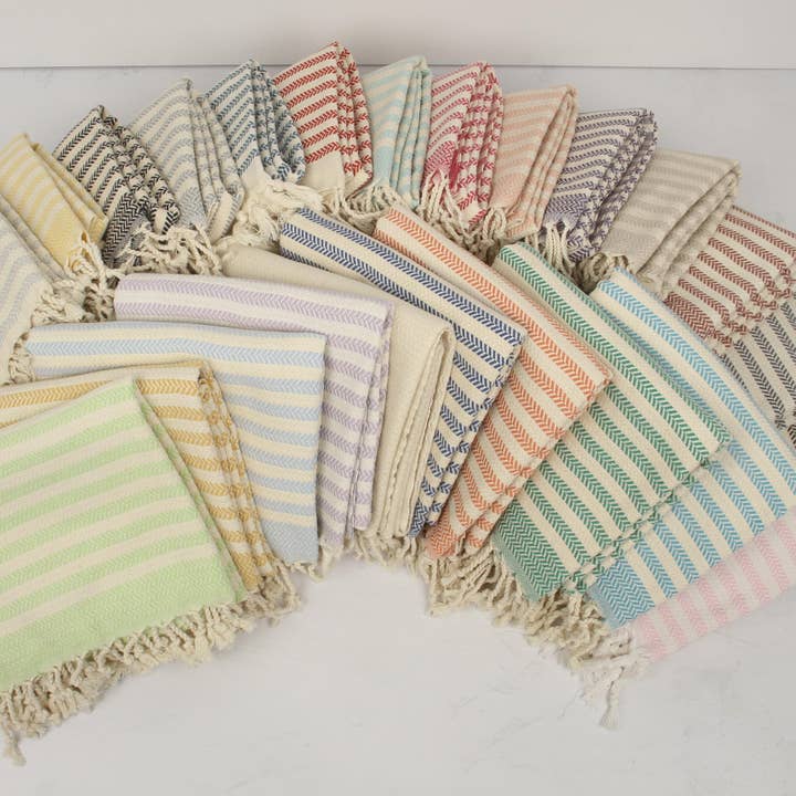Traditional Stripe Turkish Towel, Flat Woven Hammam Towel for wholesale by HERLOOM TOWELS