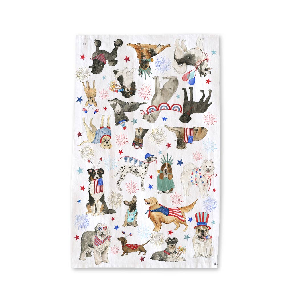 KelseyMDesigns - Wholesale Tea towel - Patriotic Dogs Kitchen Towel - Fourth of July Tea Towel2