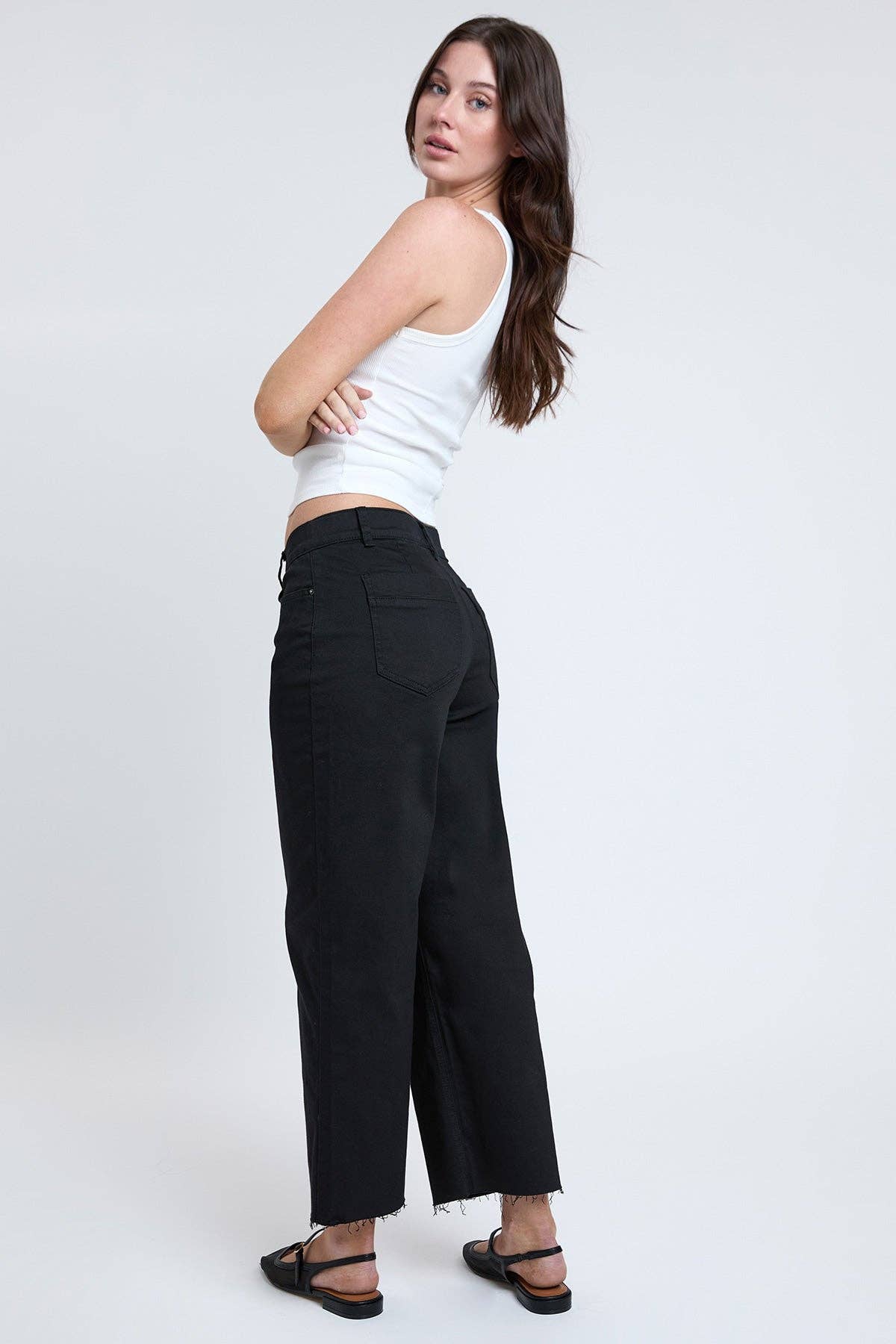 YMI - Wholesale Pants - Women's - Cropped High-Rise Wide Leg Trouser Pants-P2092074