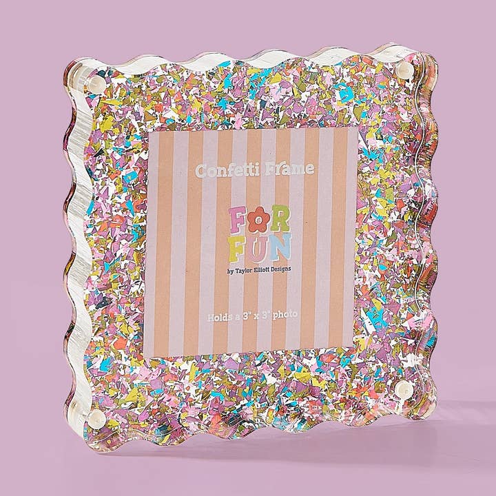 FOR FUN - Acrylic Picture Frame - Small - Happy Confetti for wholesale by Taylor Elliott Designs