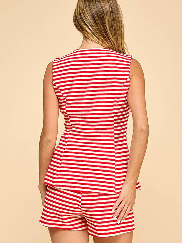 BABY PINK - Wholesale Top & Short Set (NOT Loungewear) - Women's - Button front Elastic waistband set28