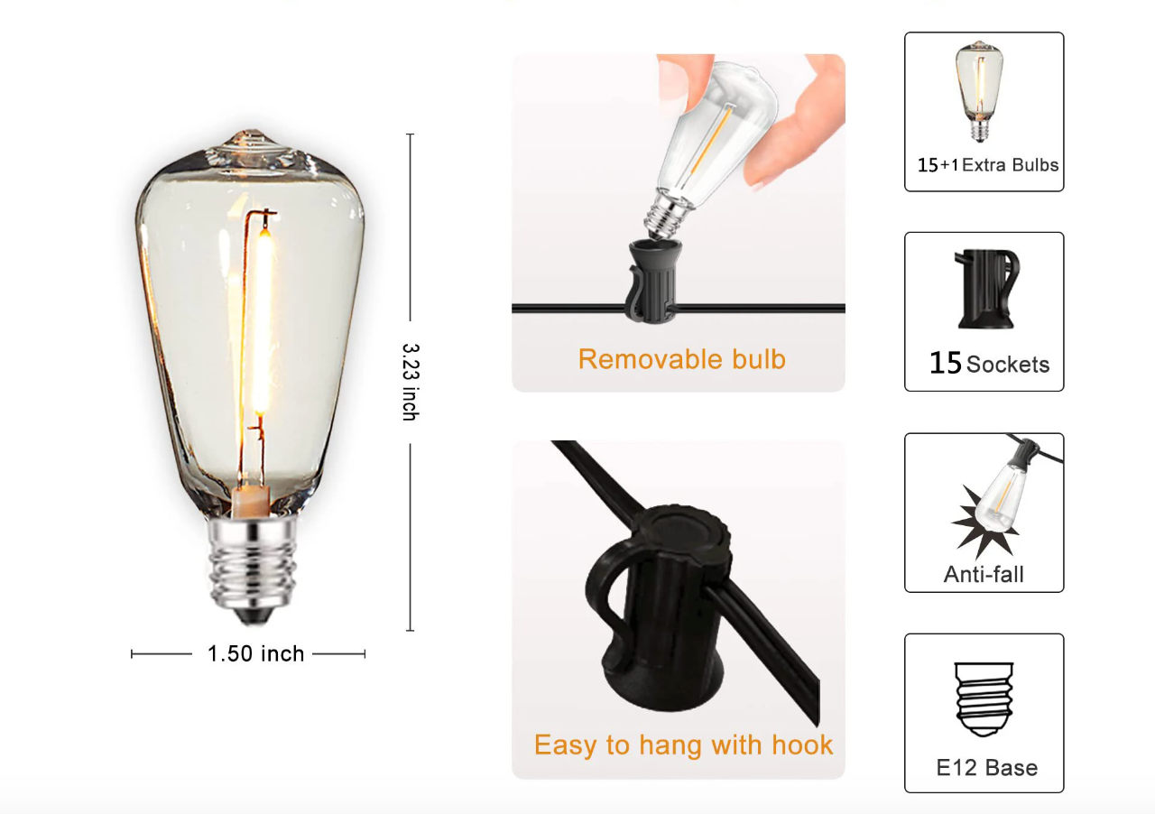BRECK + FOX - Vendita all'ingrosso Fili di luci - Luci a stringa infrangibili da esterno8