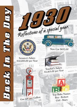 3 Oak Publishing / Back In The Day - Wholesale Everyday Greeting Card - 1930 Back In The Day Greeting Card / Booklet (envelope inclu0