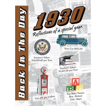 3 Oak Publishing / Back In The Day - Wholesale Everyday Greeting Card - 1930 Back In The Day Greeting Card / Booklet (envelope inclu