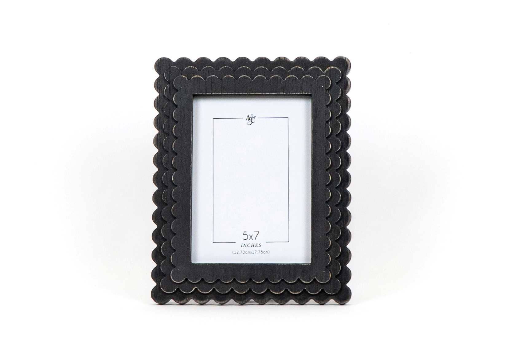 Devanie At Home (Formerly Adams & Co.) - Wholesale Picture Frame - 17026 - 8x10 wood photo frame (SCALLOP) blk (5x7 pic) 11804