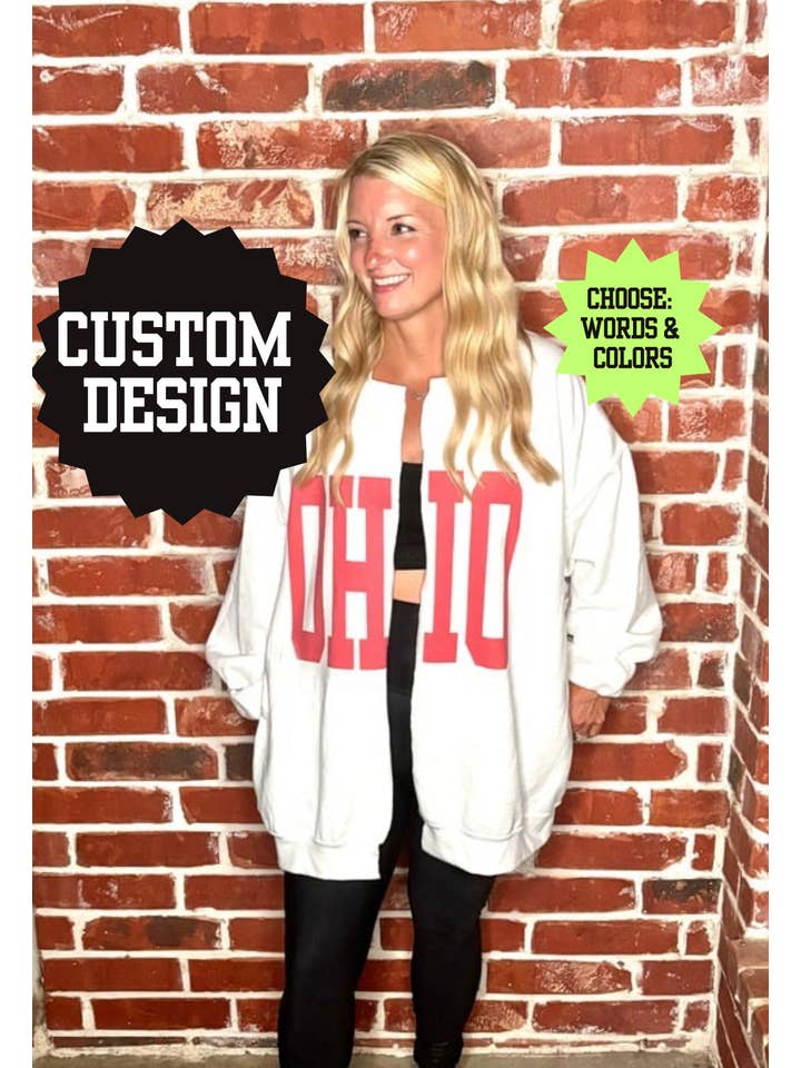 Simply Blush Wholesale - Wholesale Cardigan - Women's - Custom Cardigan Split Crew Cardi Game Day Raw Edge Football1