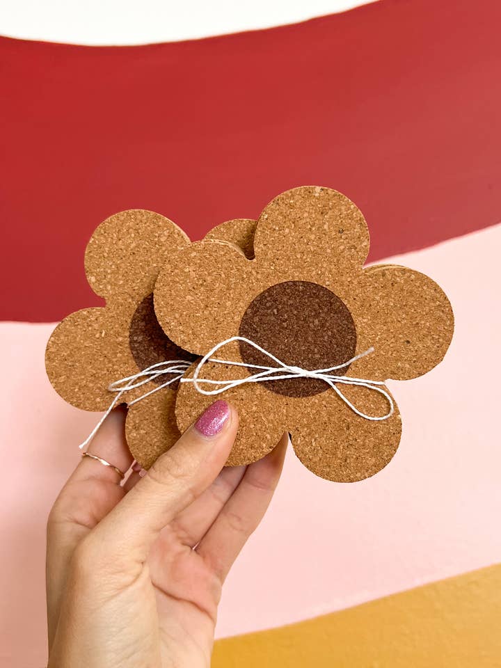 Daisy Cork Coaster Singles for wholesale by Raine Company