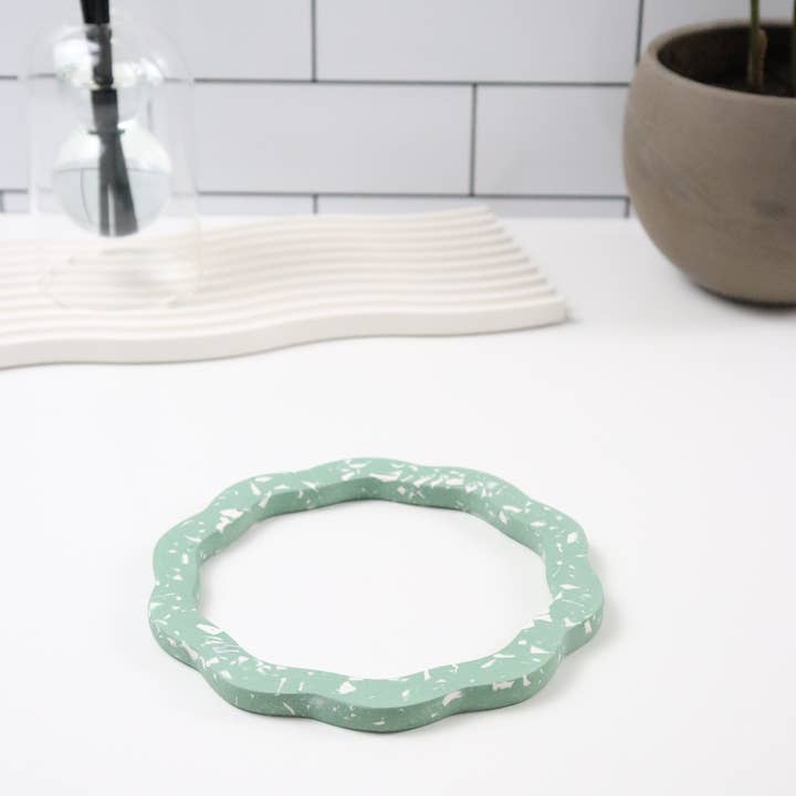 Three Springs Candle Co. – wholesale Trivet – Mochi Donut Terrazzo Trivet | Pot holder - Green