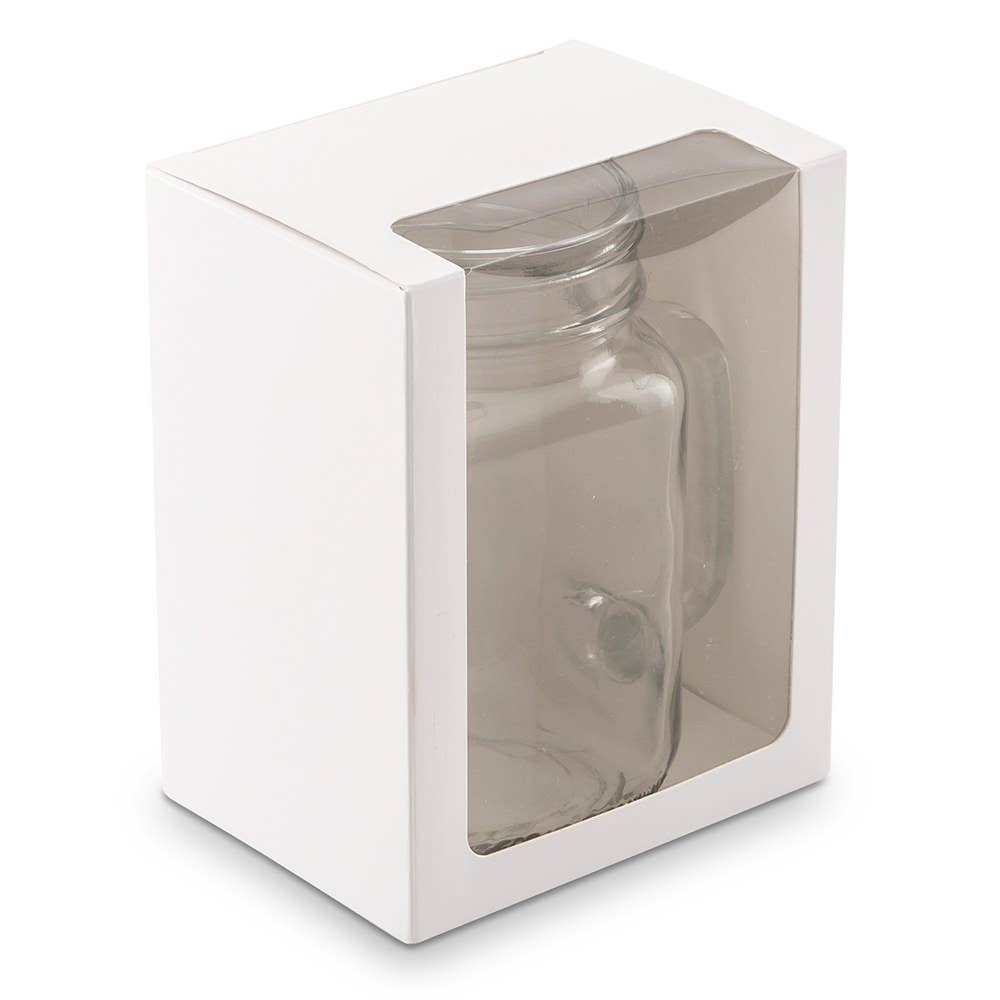 Weddingstar Inc. - Wholesale Gift Box - 16 Oz Mason Jar Drinking Glass Gift Box- Clear Window- White1