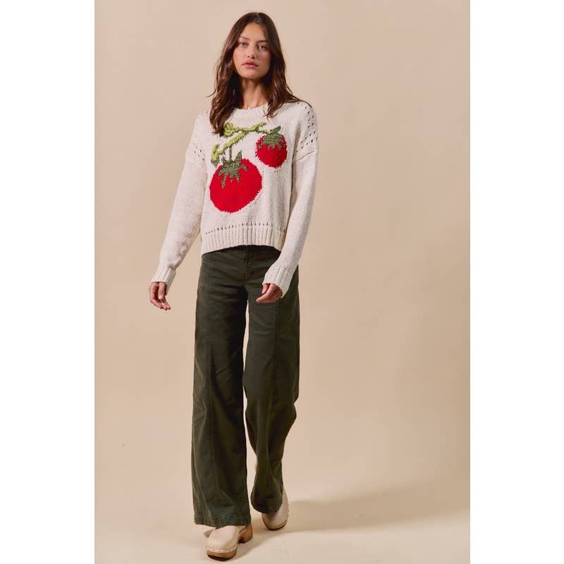 IVE - Wholesale Knit Sweater - Women's - Vegetable Round Neck Long Sleeve Sweater Top7