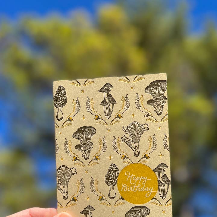 Blackbird Letterpress – Engroshandel Fødselsdagskort – champignon skov fødselsdagskort1