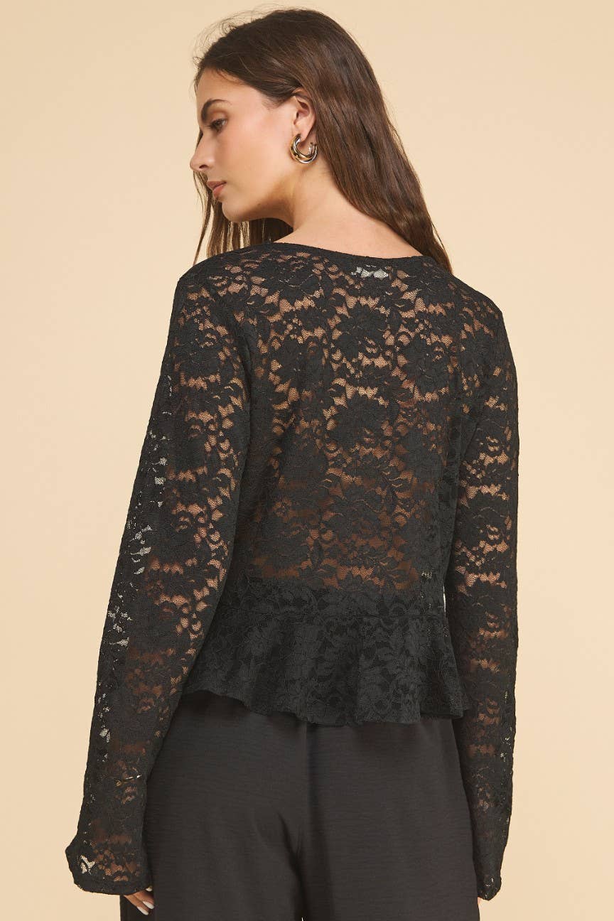 ISJ1317LACE Grazia Front Tie Top Black for wholesale on Faire1