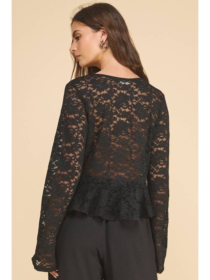 ISJ1317LACE Grazia Front Tie Top Black for wholesale on Faire1