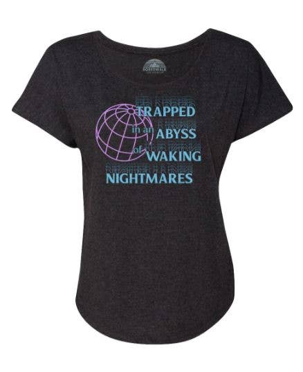 Black Women's Trapped In An Abyss Scoop Neck T-Shirt for wholesale on Faire0