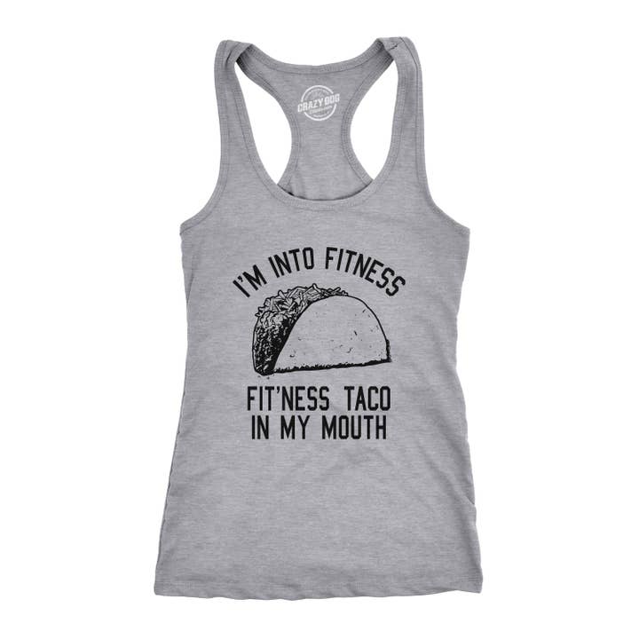 I'm Into Fitness Fit'ness Taco In My Mouth Women's Tank Top for wholesale by Crazy Dog T-Shirts