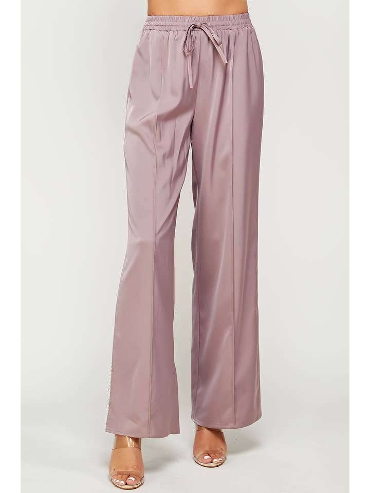Strut & Bolt - Wholesale Pants - Women's - Rhinestone Trim Satin Track Pants13