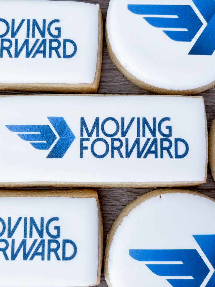 Rectangle Logo Cookies for wholesale by Jaclyn's Cookies