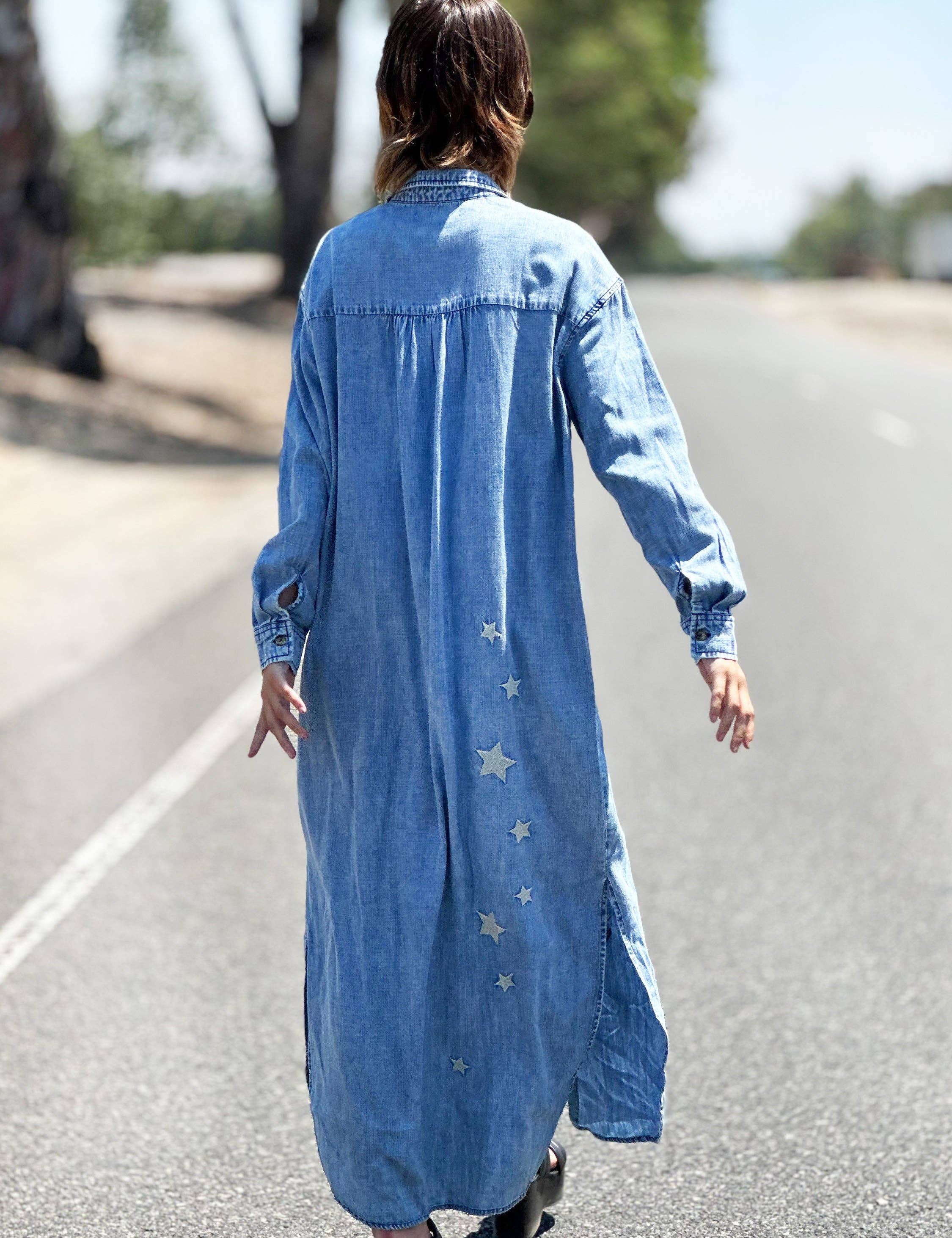 Denim Embroidered Shirtdress for wholesale on Faire2