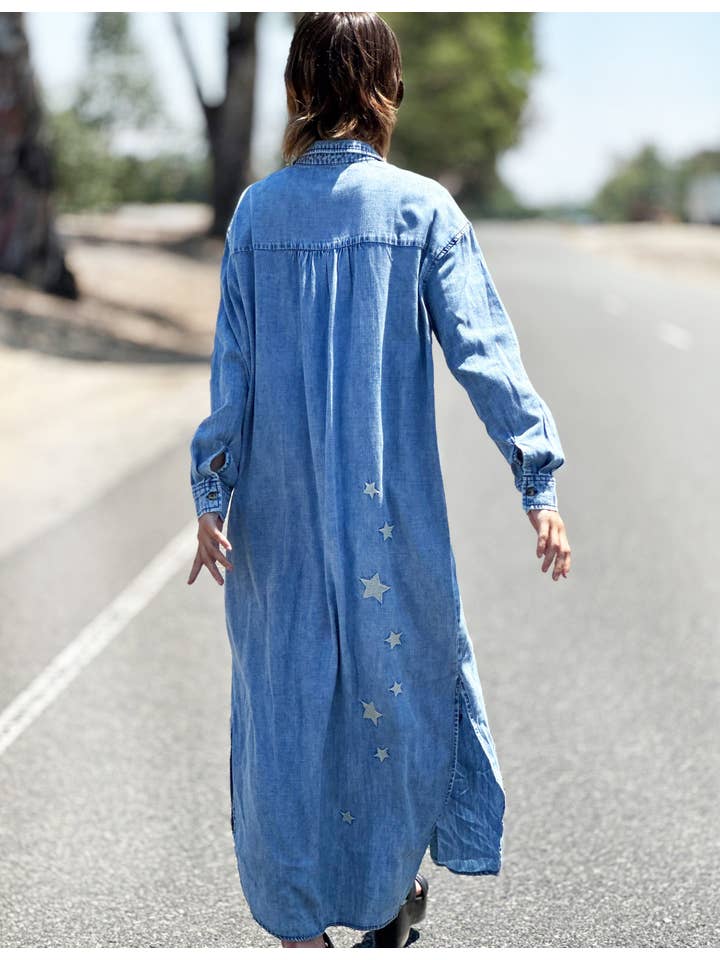 Denim Embroidered Shirtdress for wholesale on Faire2