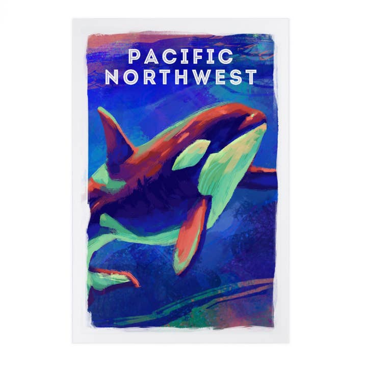 PREMIUM POSTCARDS Pacific Northwest, Orca, Vivid Series for wholesale by Lantern Press