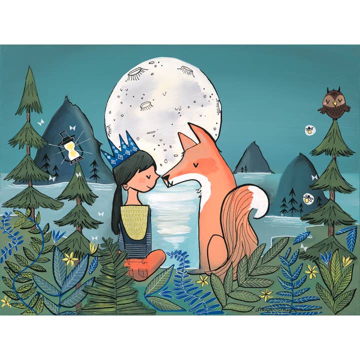Fine Art Print - Fox Crown Girl Owl (Design 7) for wholesale by Megan Marie Myers Art