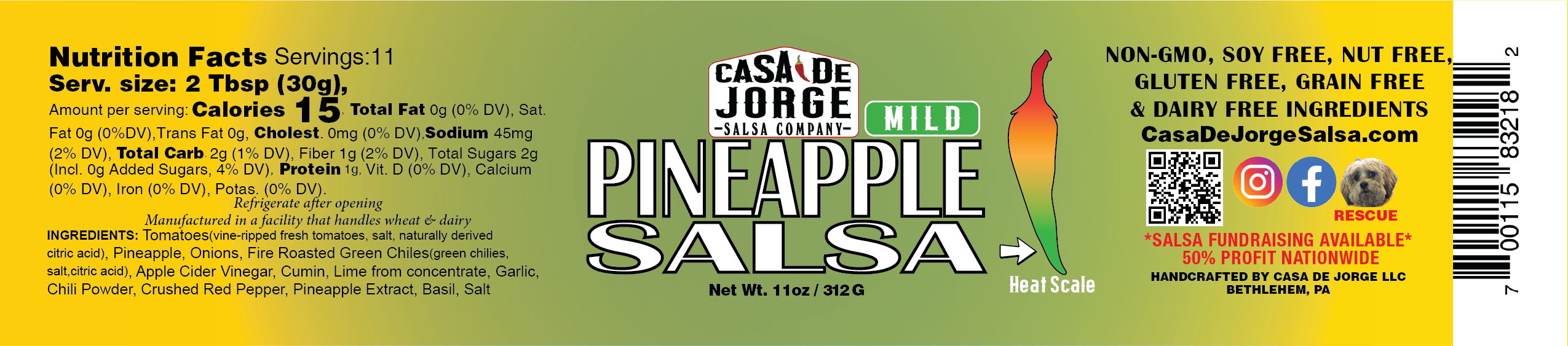 Casa De Jorge Salsa - Wholesale Salsa - Pineapple Salsa - Mild1