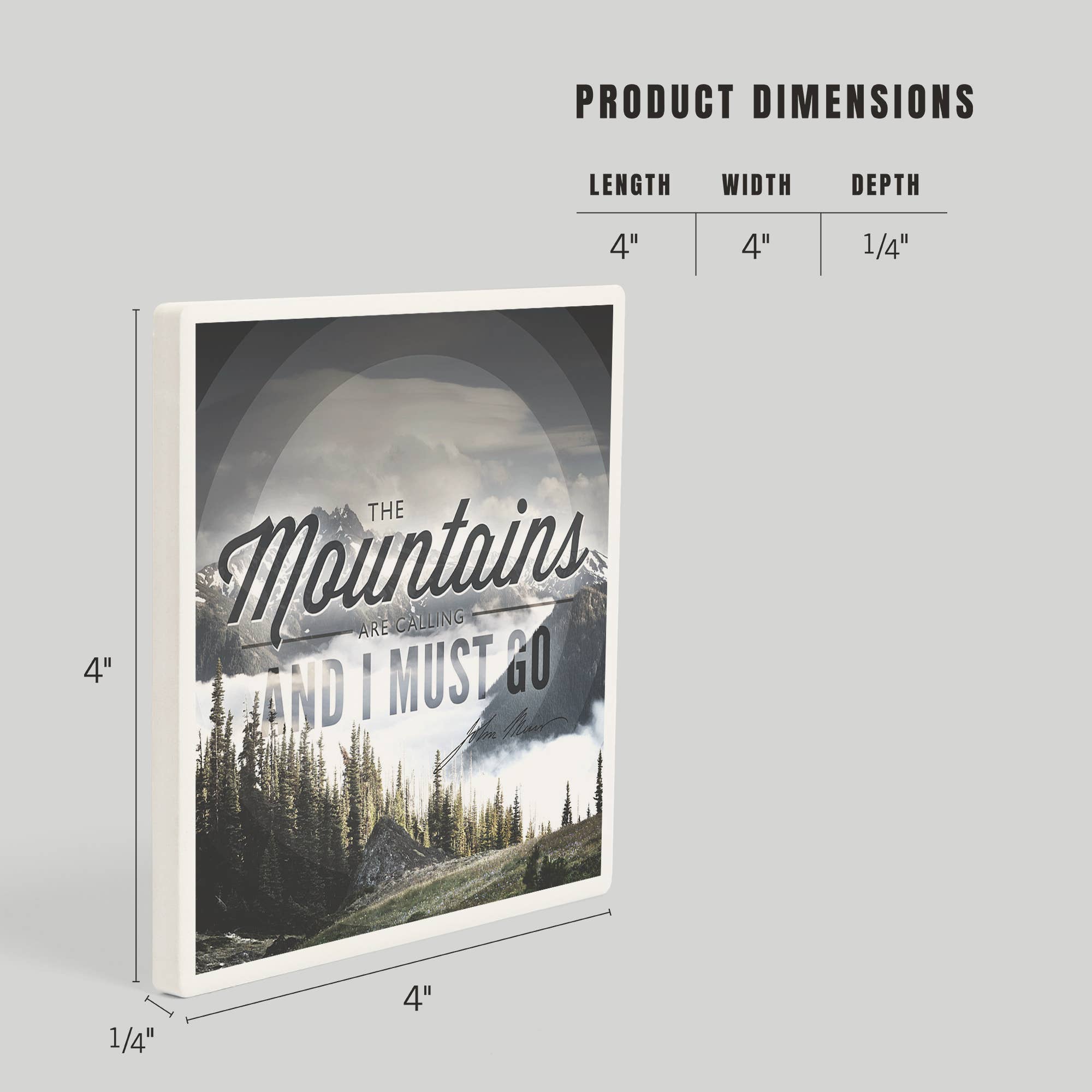 Lantern Press - Vendita all'ingrosso Sottobicchiere - Sottobicchiere in ceramica John Muir, Le montagne stanno chiamando3