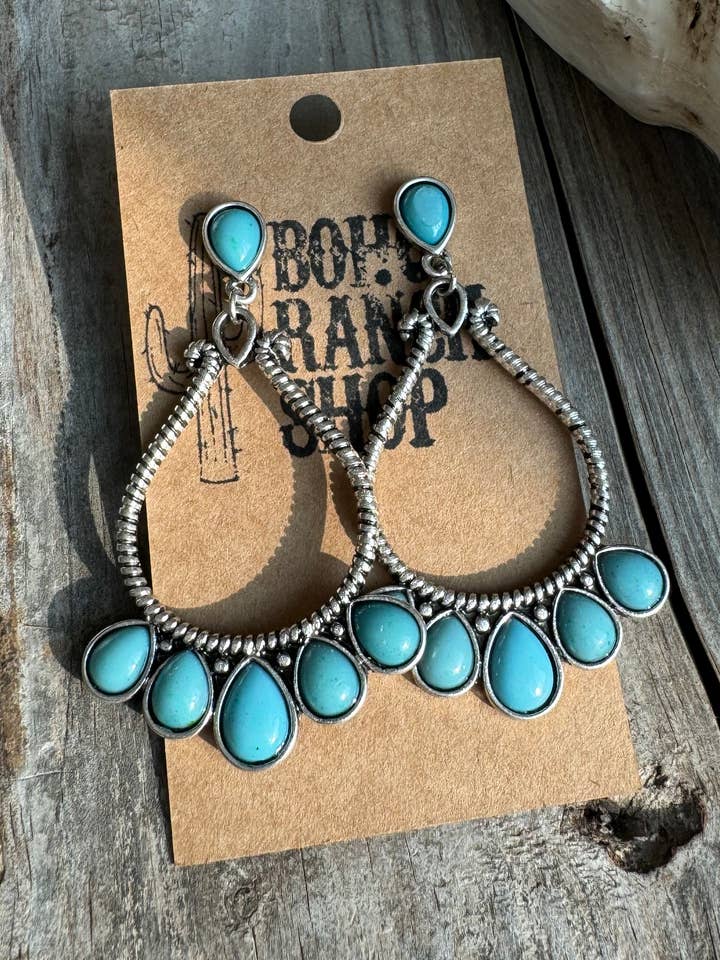 Western Teardrop Stone Stud Earrings for wholesale by Boho Ranch Shop