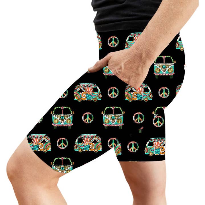 Peace Out Kombi Deluxe Pocket Shorts for wholesale by Natopia