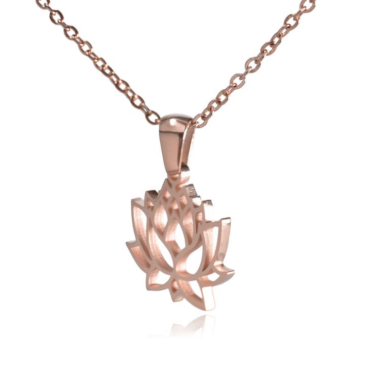 Collier en acier inoxydable fleur de lotus pour la vente par Clayton Jewelry Labs