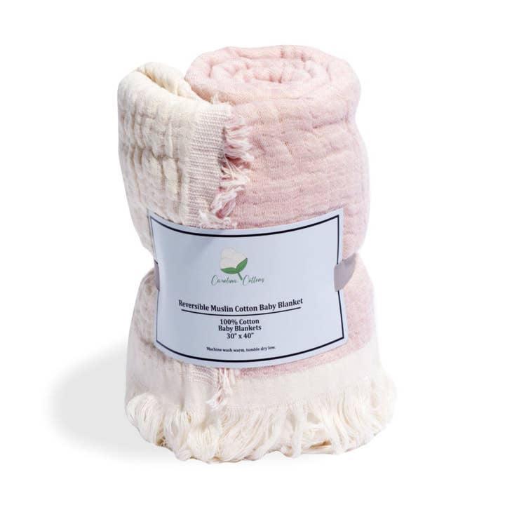 100% Cotton Reversible Muslin Baby Blankets for wholesale by Country Cottons