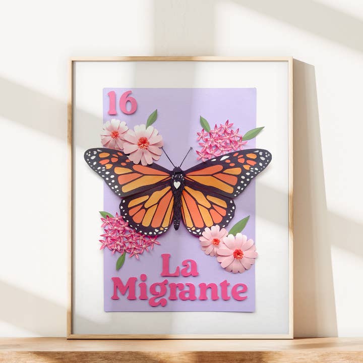 La Migrante, Loteria-Inspired Photo Print of Paper Art for wholesale by ACira Studio LLC