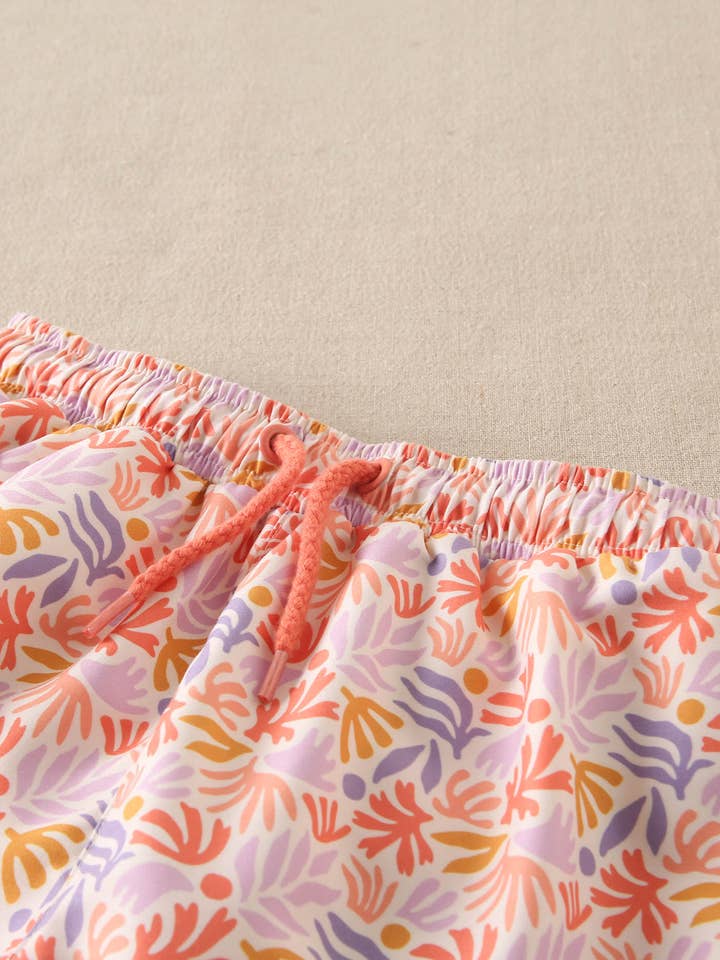 Dadati - Wholesale One Piece Swimsuit - Kids - Boy's swimsuit with floral print and drawstring1