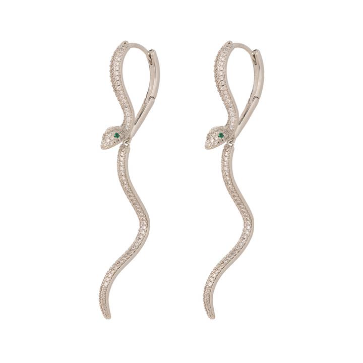 Simply Jewels - Wholesale Dangle Earrings - Classic Gold CZ Snake Dangling EA-0072 EA-00731