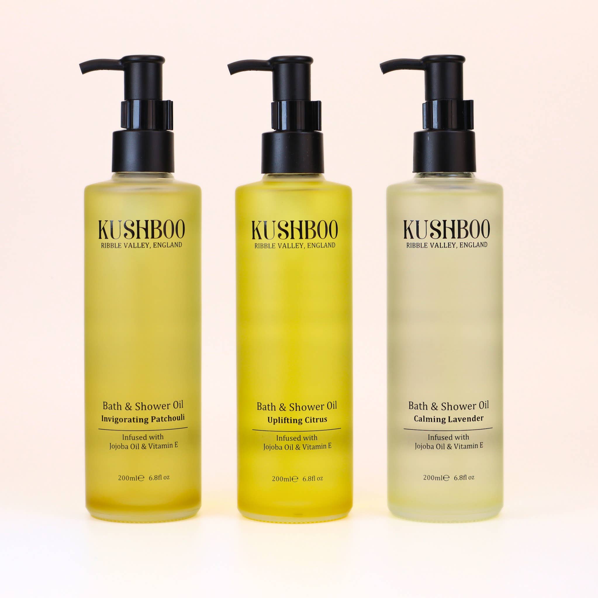 Kushboo Wellness – wholesale Bath/body oil – Bath and Shower Oil Pump - Invigorating Patchouli (220ml)1